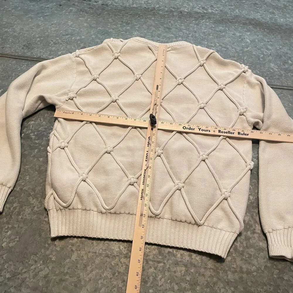 Air Jordan Wings Collection Cable Knit Sweater Mens Large Made In Italy Cream